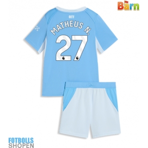 Billiga Manchester City Matheus Nunes #27 Hemmatröja Barn 2026-27 Kortärmad (+ Korta byxor)